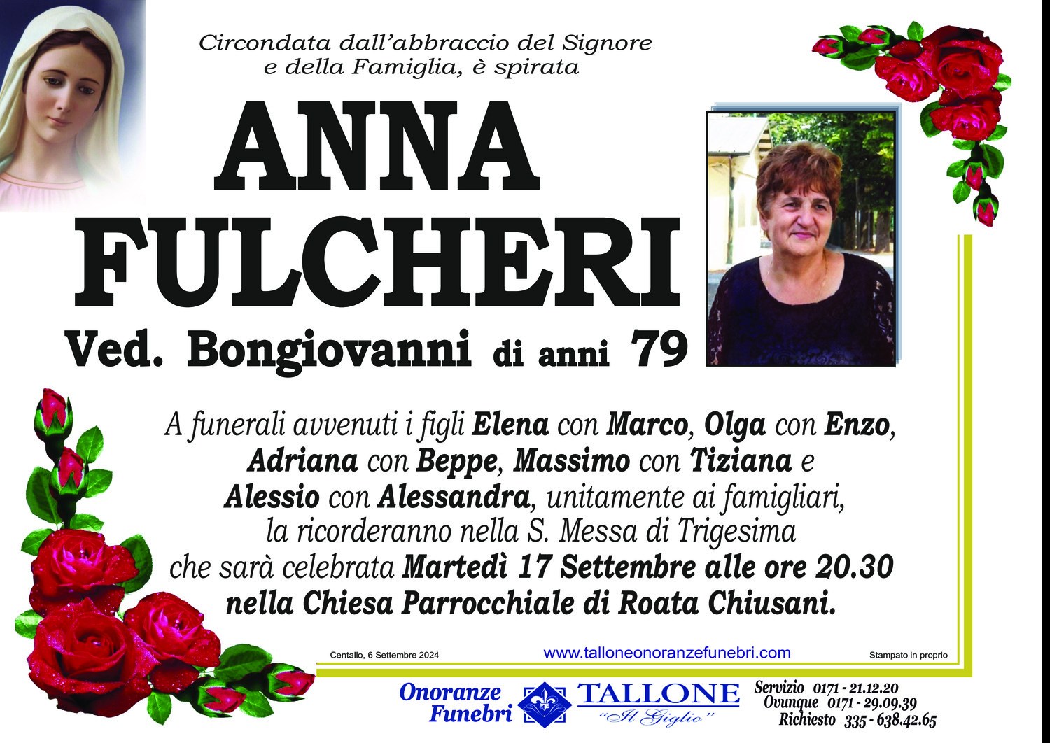 <br />
<b>Warning</b>:  Undefined variable $info in <b>/home/tallone/public_html/ringraziamenti.php</b> on line <b>68</b><br />
Anna Fulcheri